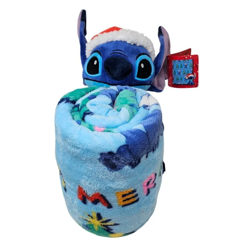 Stitch Huggable Plush and Travel Blanket Set Christmas